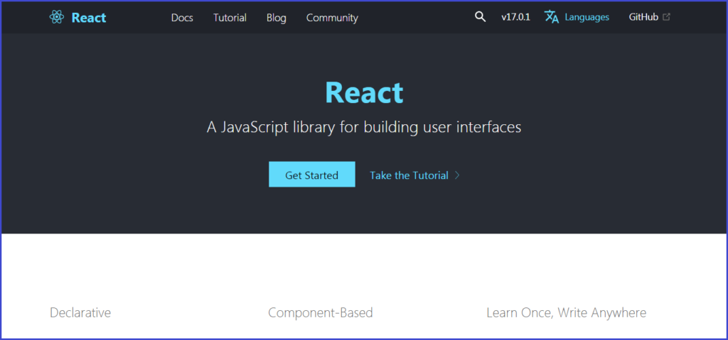 JavaScript library: React