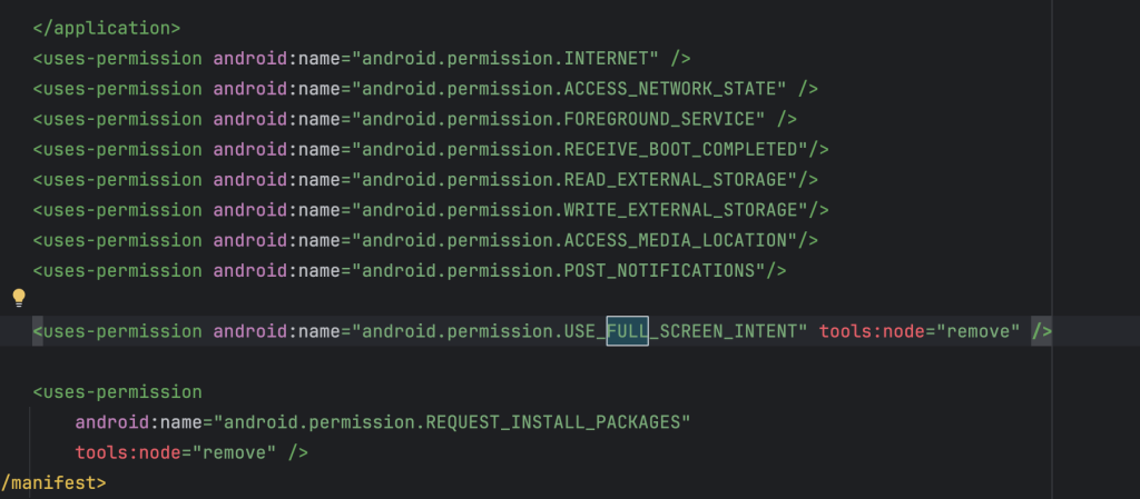 Fix USE_FULL_SCREEN_INTENT Permission for Play Console